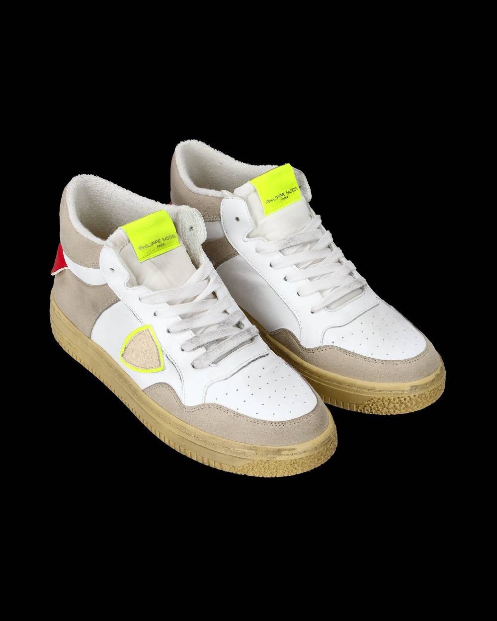 Philippe Model Sneakers Lyon da Uomo Bianche e Gialle in Pelle Riciclata Ultimo giorno