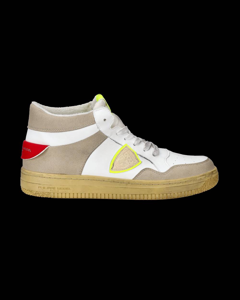 Philippe Model Sneakers Lyon da Uomo Bianche e Gialle in Pelle Riciclata Ultimo giorno