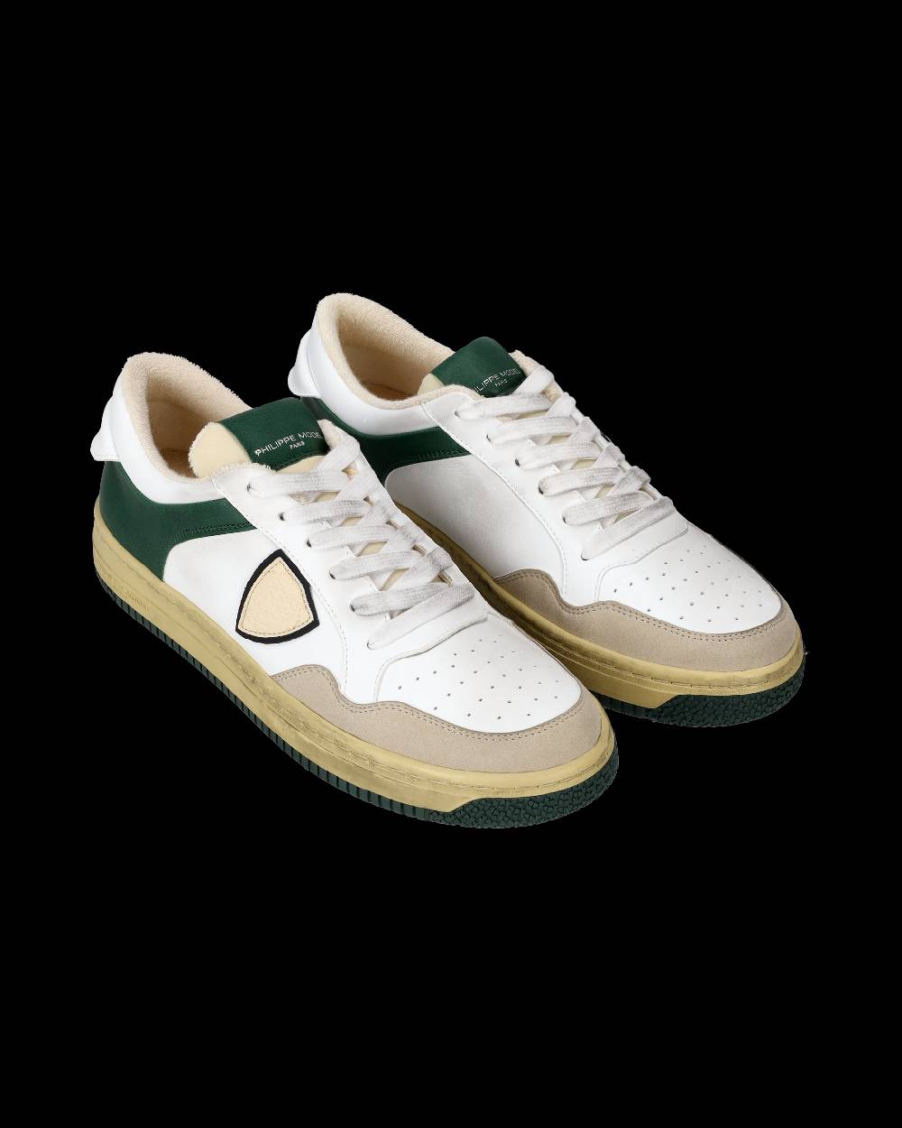 Philippe Model Sneakers Lyon da Uomo Bianche e Verdi in Pelle Riciclata Sostegno trimestrale