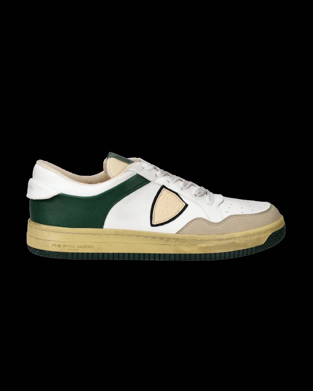 Philippe Model Sneakers Lyon da Uomo Bianche e Verdi in Pelle Riciclata Sostegno trimestrale