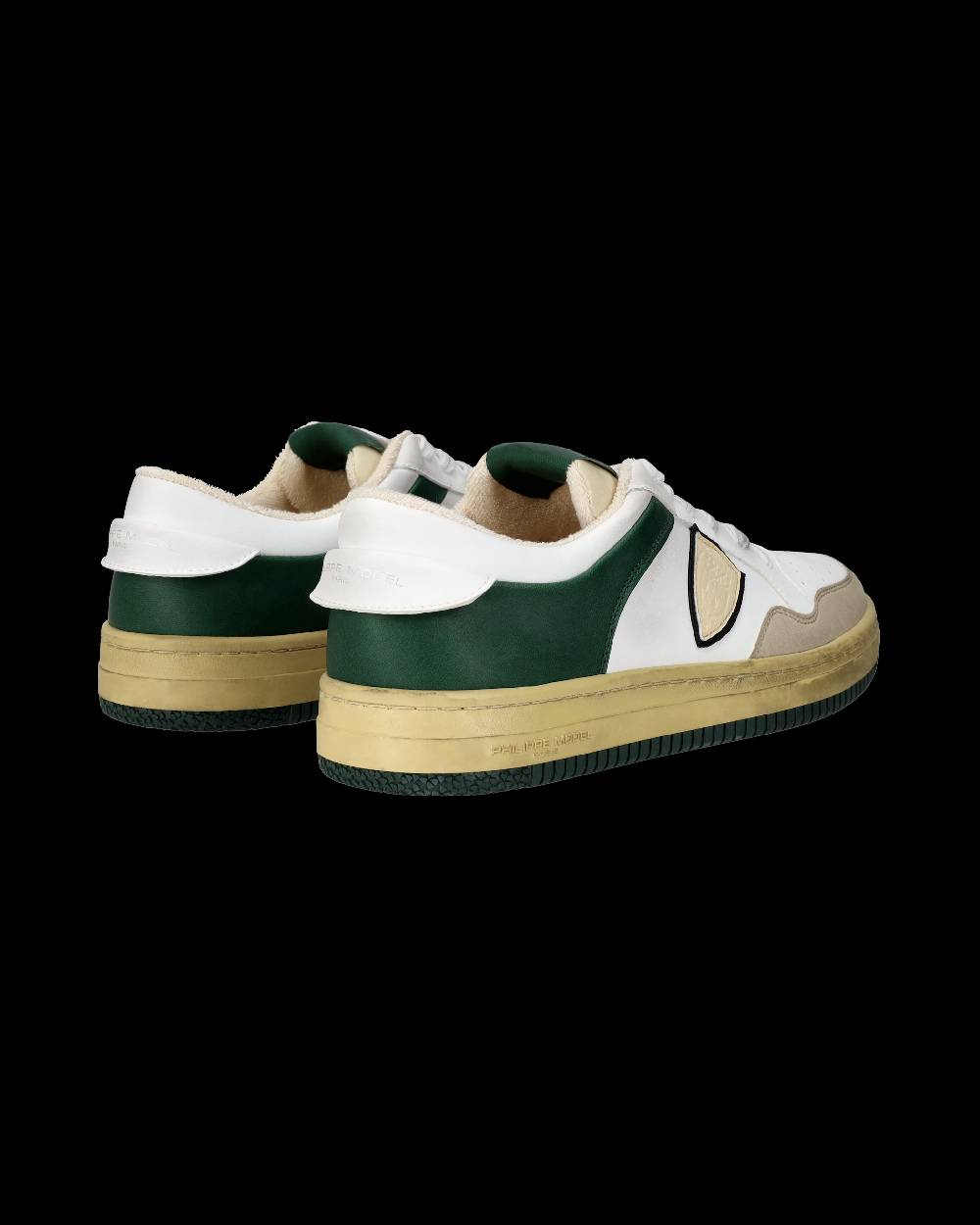 Philippe Model Sneakers Lyon da Uomo Bianche e Verdi in Pelle Riciclata Sostegno trimestrale