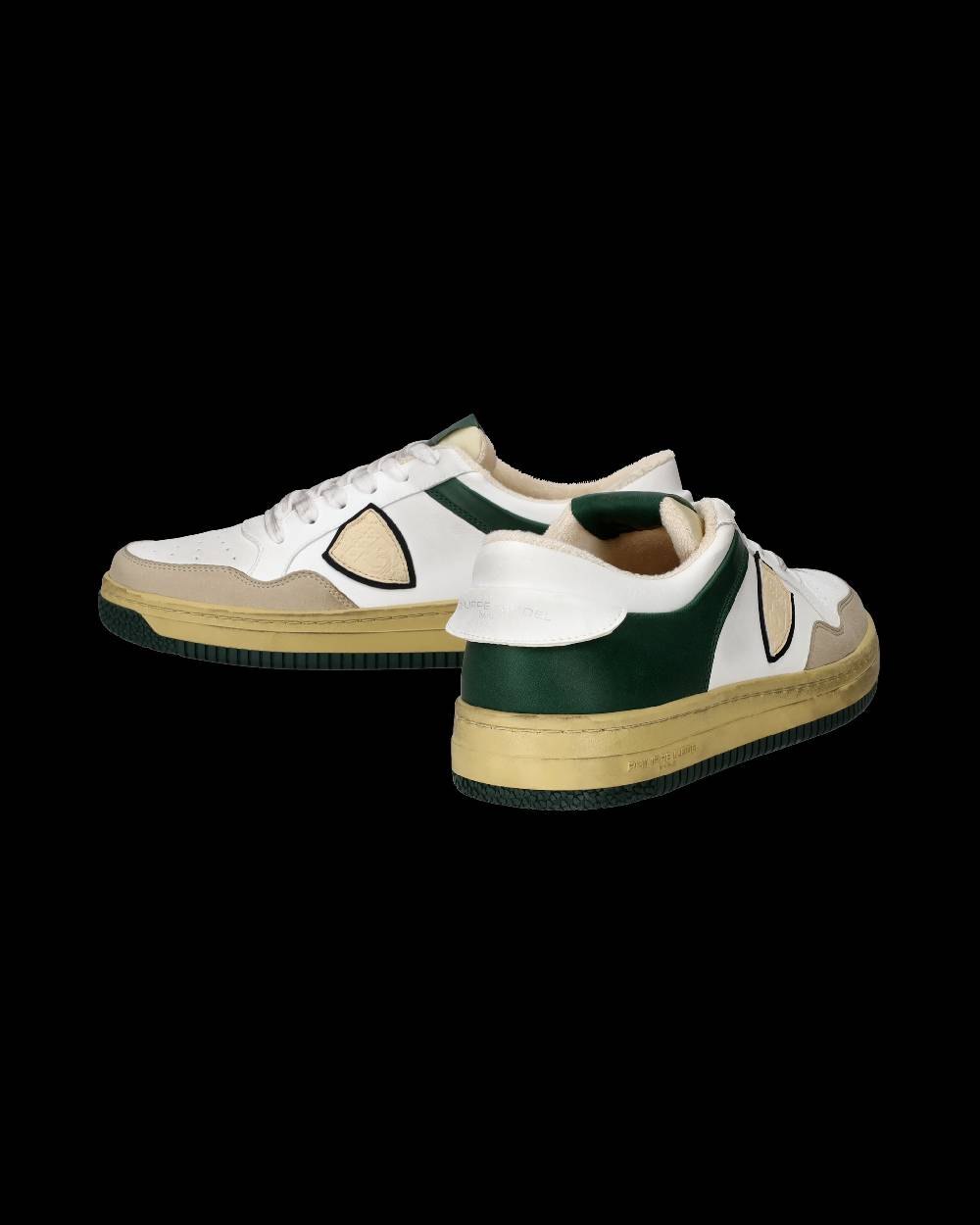 Philippe Model Sneakers Lyon da Uomo Bianche e Verdi in Pelle Riciclata Sostegno trimestrale