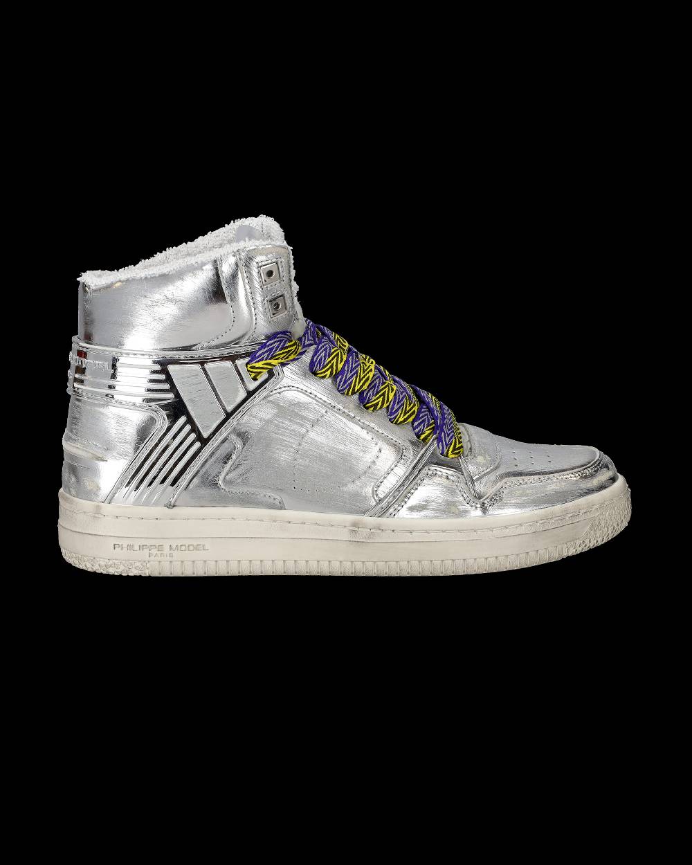Philippe Model Sneakers Alte La Grande da Uomo Argento in Pelle Metal Solo un giorno rimasto