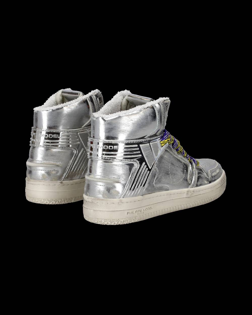 Philippe Model Sneakers Alte La Grande da Uomo Argento in Pelle Metal Solo un giorno rimasto