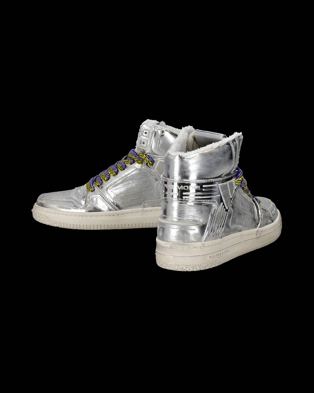 Philippe Model Sneakers Alte La Grande da Uomo Argento in Pelle Metal Solo un giorno rimasto