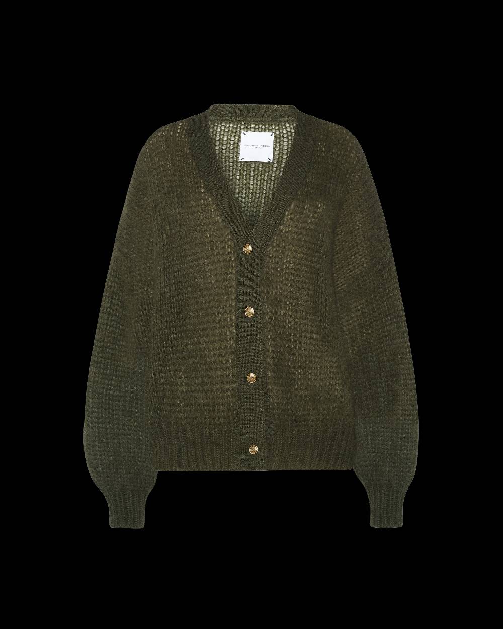 Philippe Model Cardigan Roxane da Donna Verde militare in Lana Mohair Offerta Pasqua