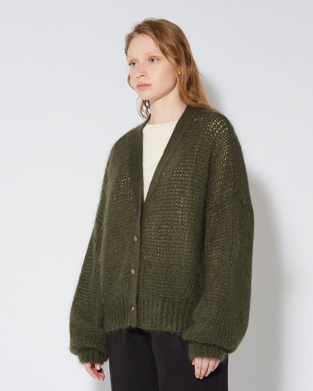 Philippe Model Cardigan Roxane da Donna Verde militare in Lana Mohair Offerta Pasqua