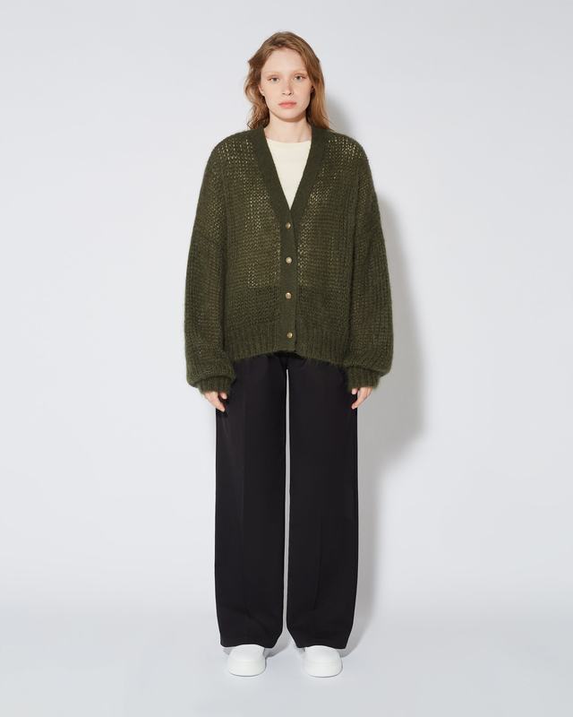 Philippe Model Cardigan Roxane da Donna Verde militare in Lana Mohair Offerta Pasqua