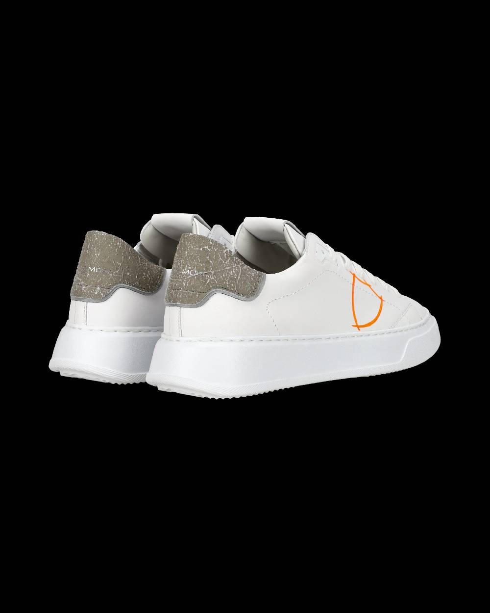 Philippe Model Sneaker casual Temple da uomo in pelle - Arancione e bianco Sconti questo mese