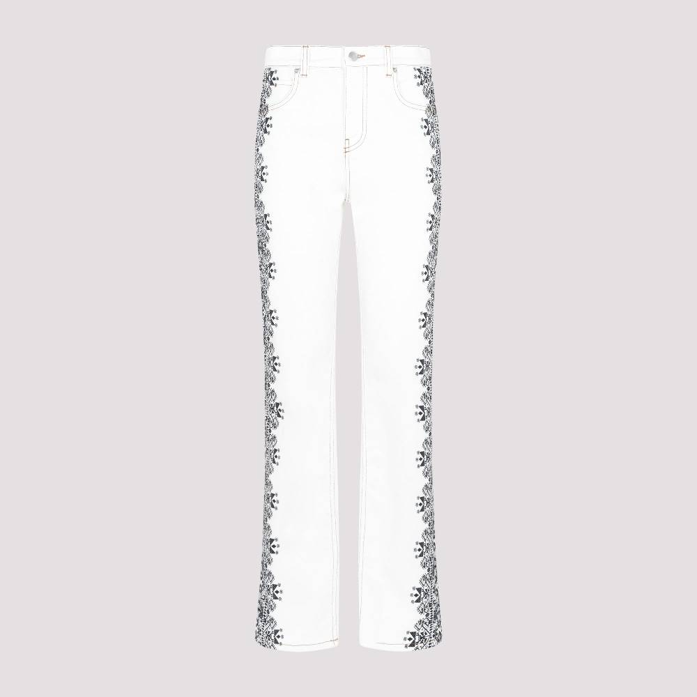 ETRO  Jeans di Cotone Bianco ETRO Esme con Stampa Laterale Vendite Flash