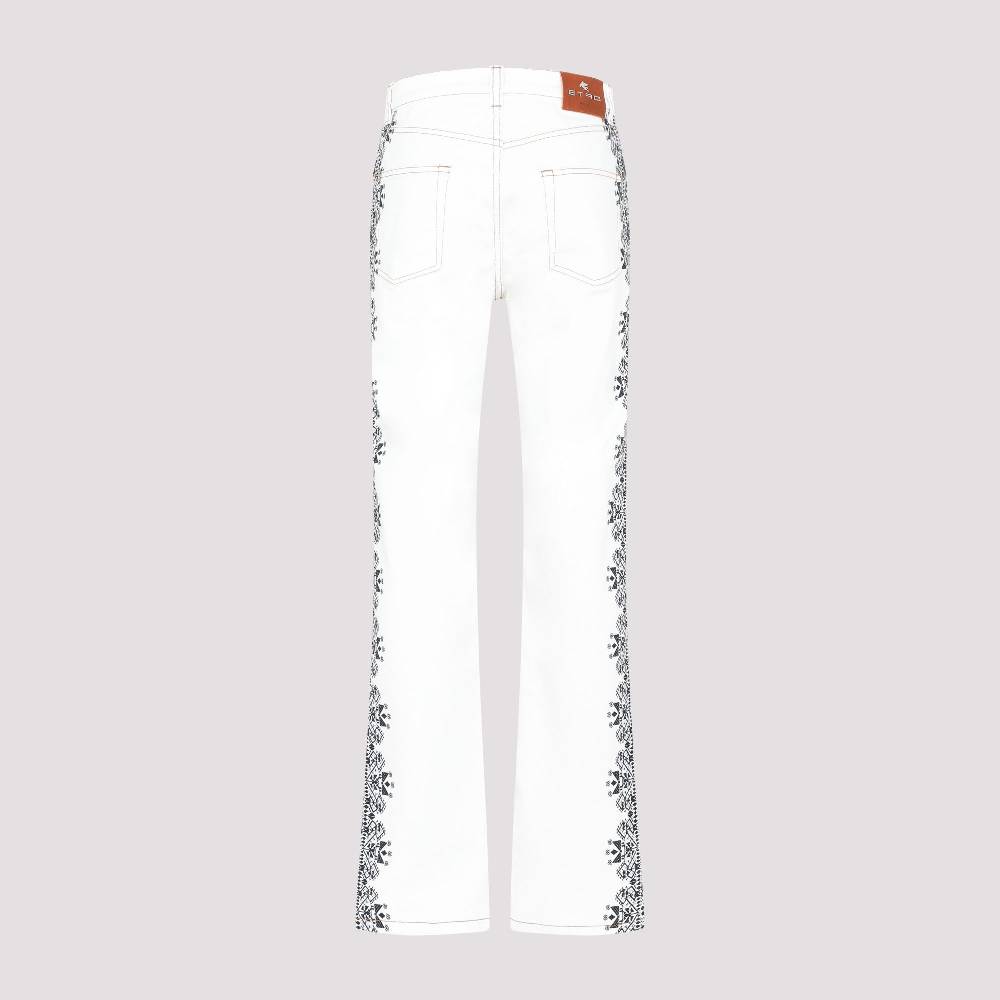 ETRO  Jeans di Cotone Bianco ETRO Esme con Stampa Laterale Vendite Flash