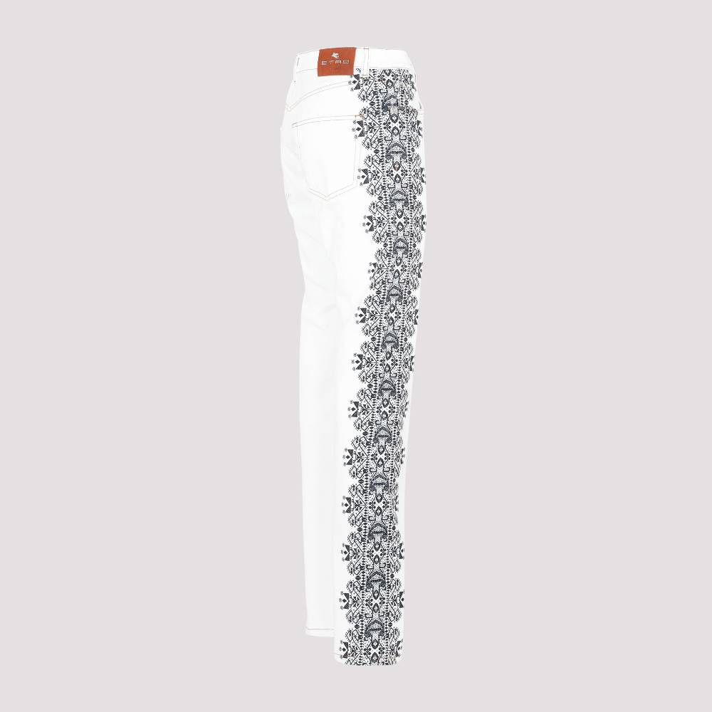 ETRO  Jeans di Cotone Bianco ETRO Esme con Stampa Laterale Vendite Flash