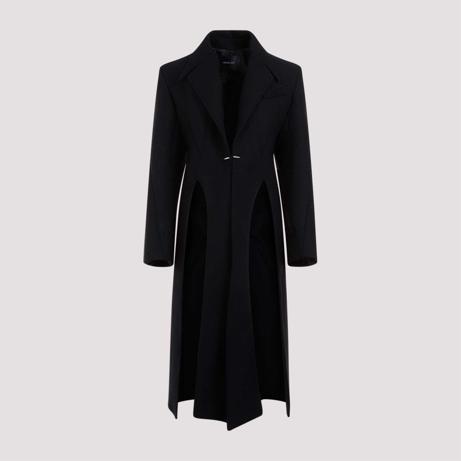 MUGLER  Cappotto Nero in Lana e Poliammide Mugler Lunghezza Caviglia Moda