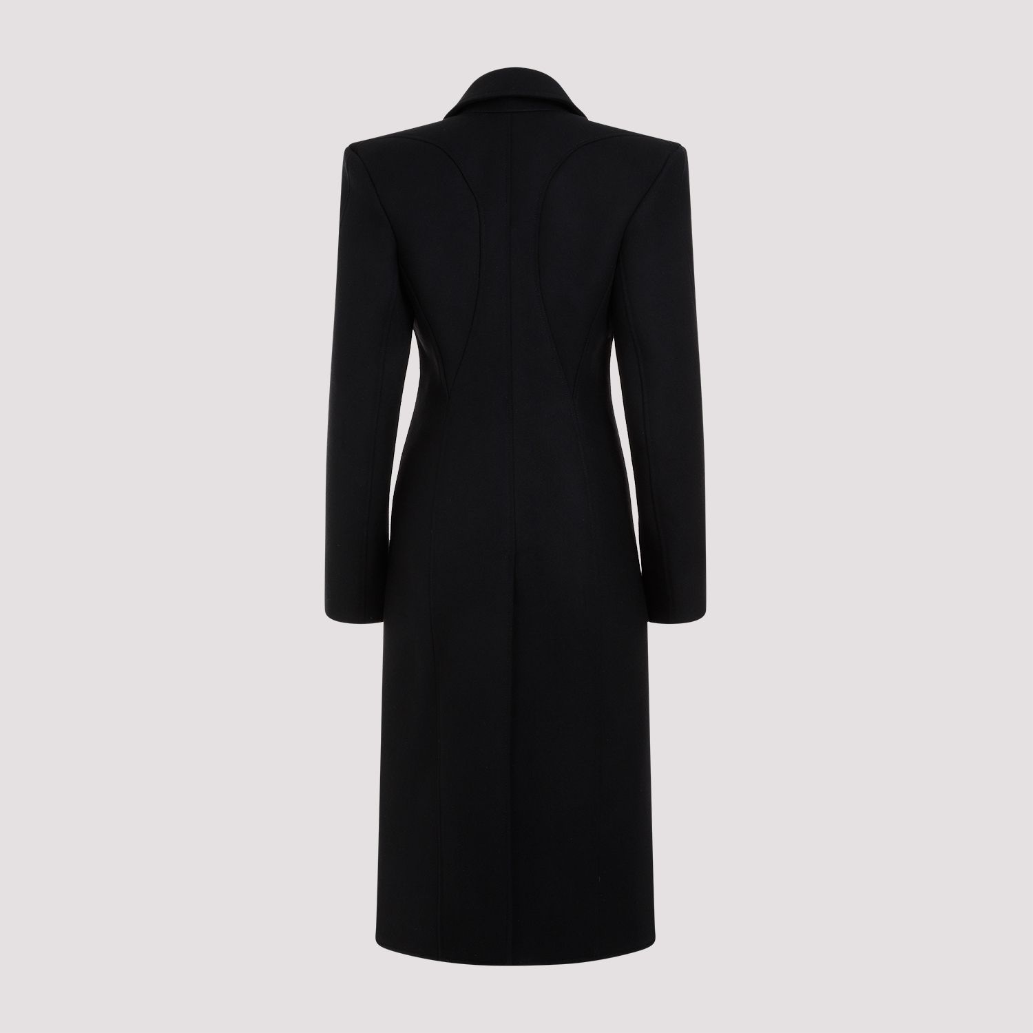 MUGLER  Cappotto Nero in Lana e Poliammide Mugler Lunghezza Caviglia Moda
