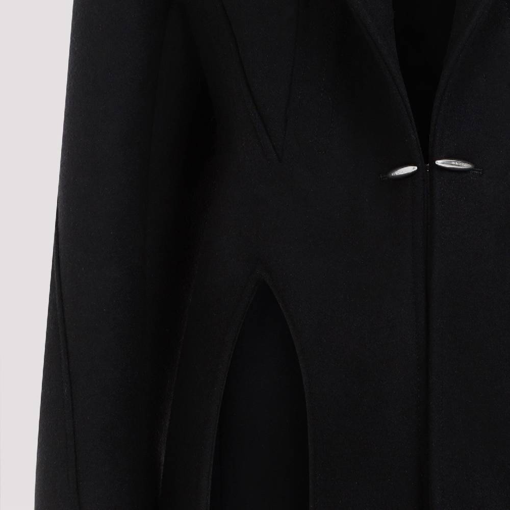 MUGLER  Cappotto Nero in Lana e Poliammide Mugler Lunghezza Caviglia Moda