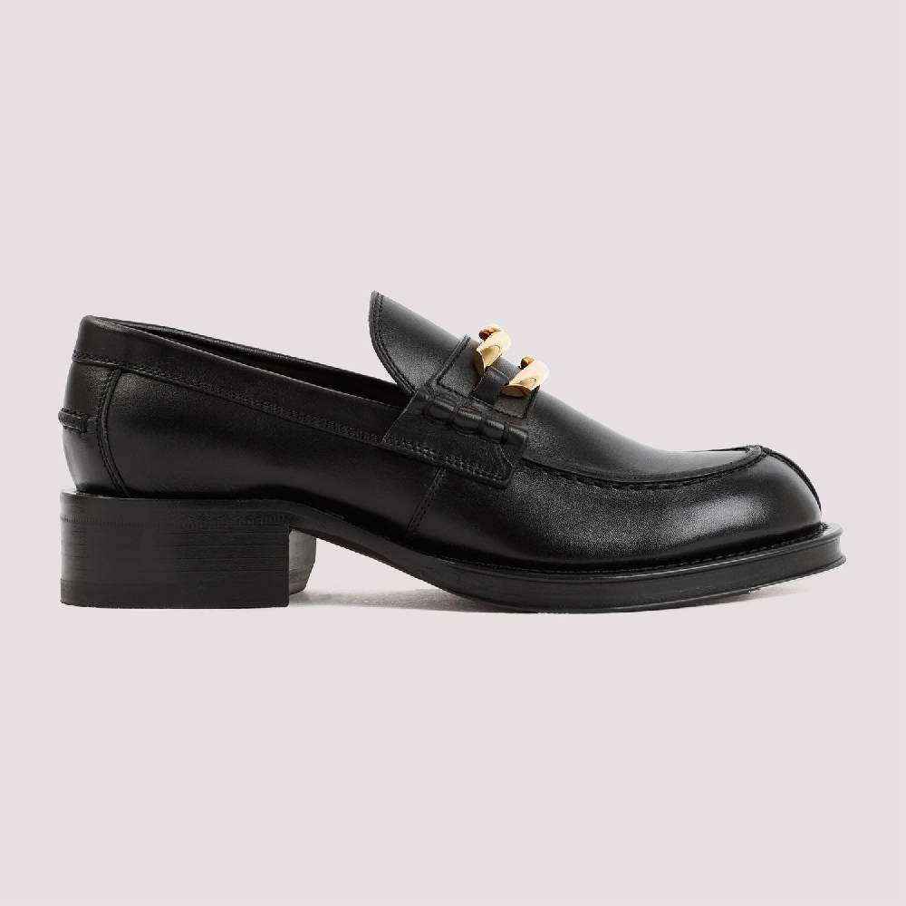 LANVIN  Mocassini LANVIN Neri in Pelle con Dettagli Dorati Italy