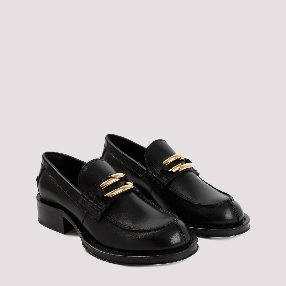 LANVIN  Mocassini LANVIN Neri in Pelle con Dettagli Dorati Italy