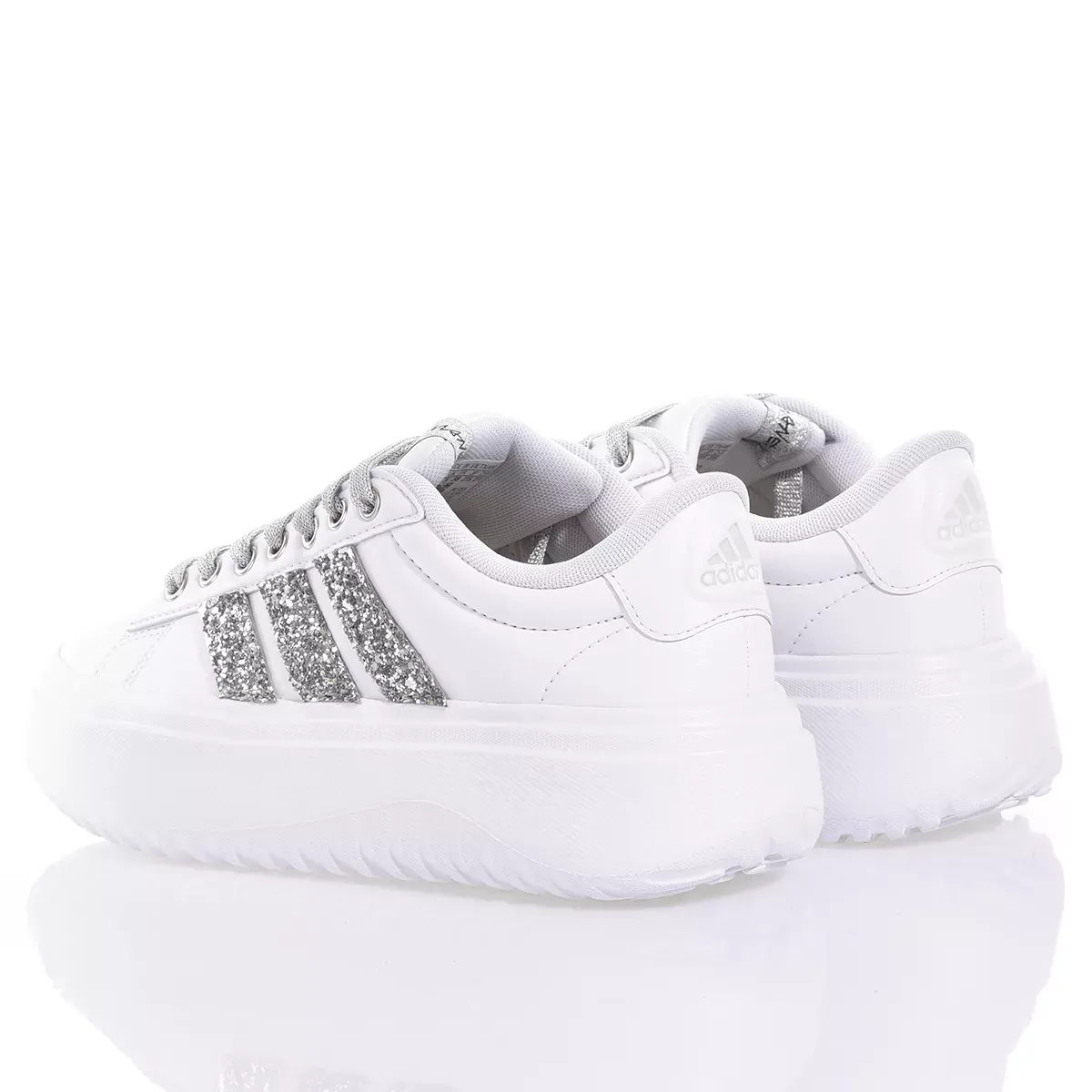 ADIDAS  Sneakers Adidas da Donna Piattaforma Bianco Argento in Eco-Pelle Italia