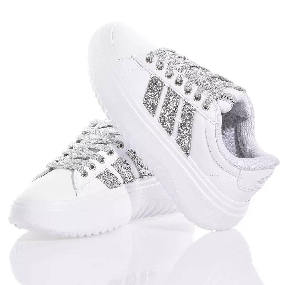 ADIDAS  Sneakers Adidas da Donna Piattaforma Bianco Argento in Eco-Pelle Italia