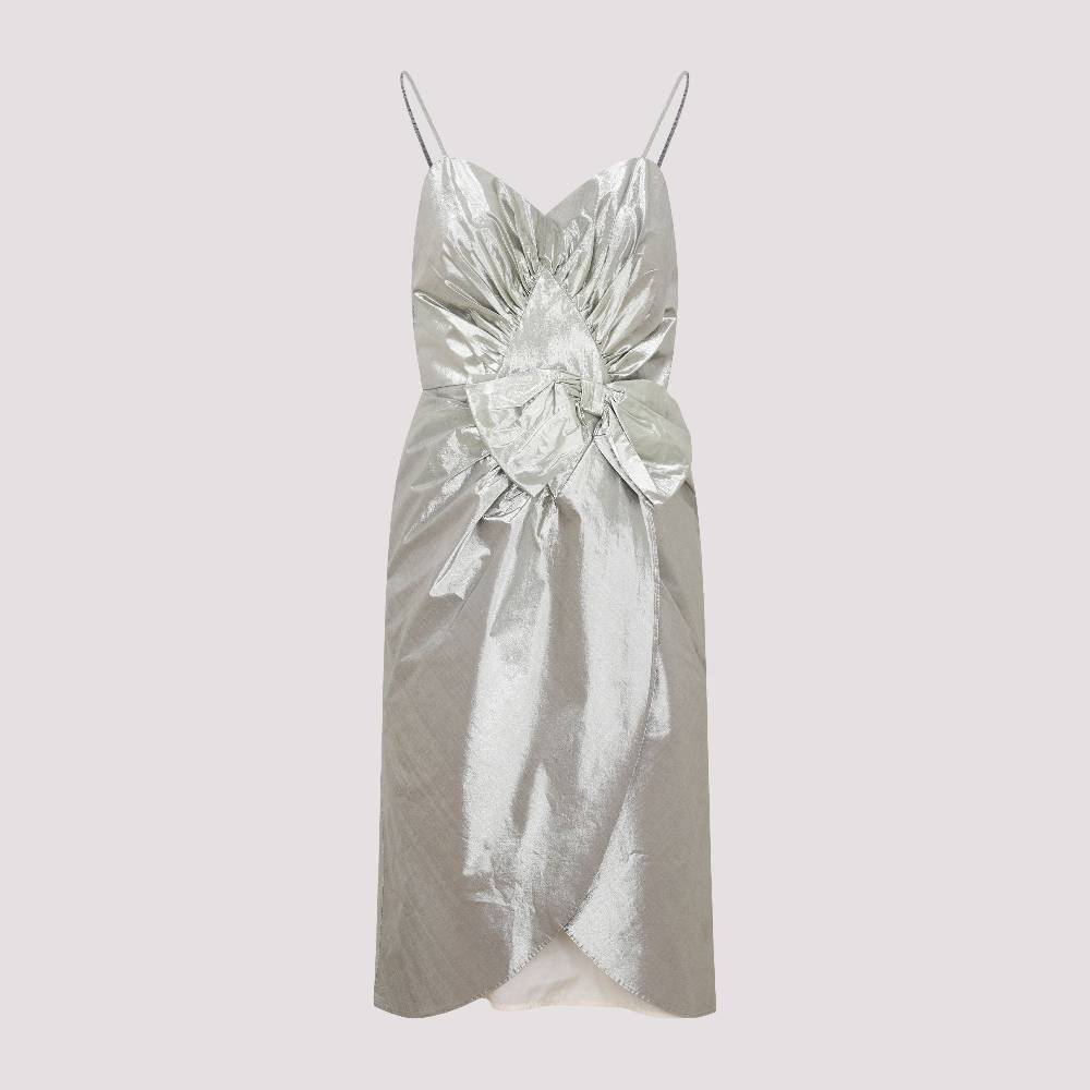 MAISON MARGIELA  Abito Midi Maison Margiela in Cotone Metallizzato Argento 2025