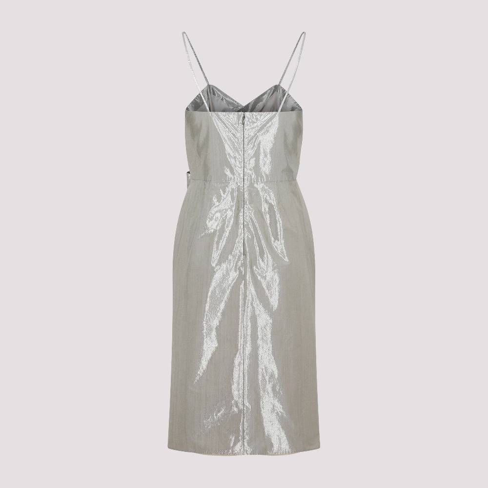 MAISON MARGIELA  Abito Midi Maison Margiela in Cotone Metallizzato Argento 2025