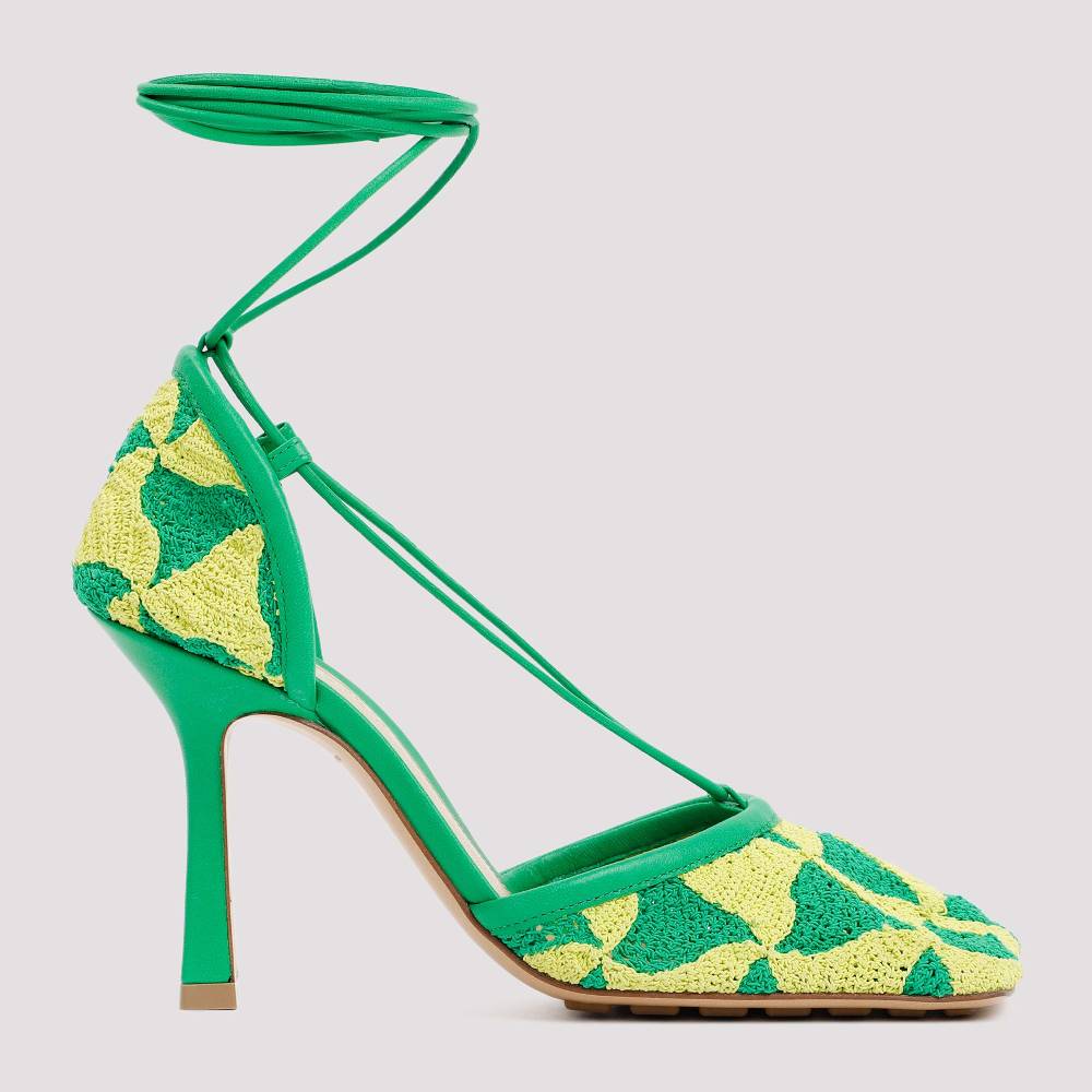 BOTTEGA VENETA  Sandali Bottega Veneta Verde e Giallo in Cotone per Donna Nuovo
