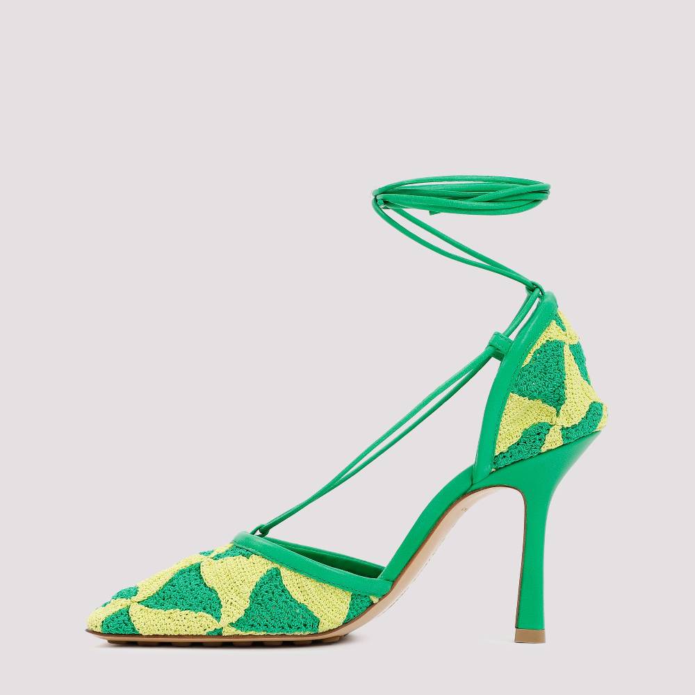 BOTTEGA VENETA  Sandali Bottega Veneta Verde e Giallo in Cotone per Donna Nuovo