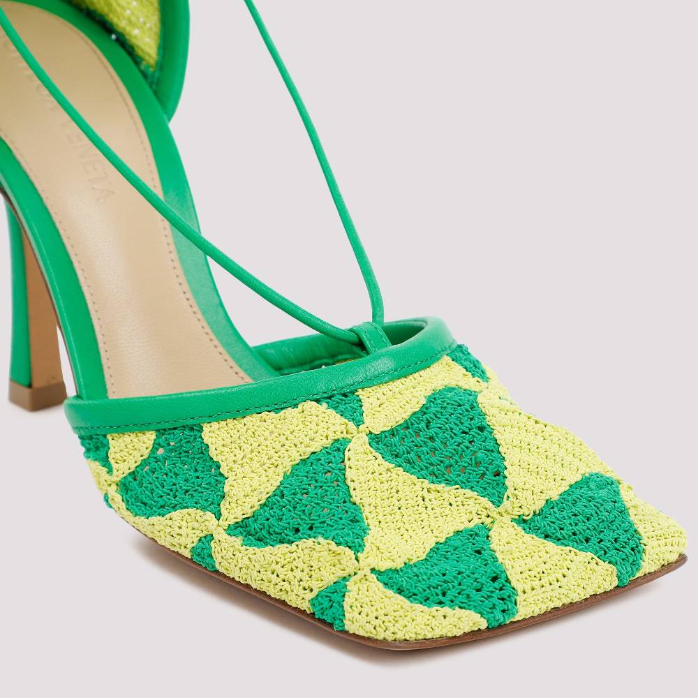BOTTEGA VENETA  Sandali Bottega Veneta Verde e Giallo in Cotone per Donna Nuovo