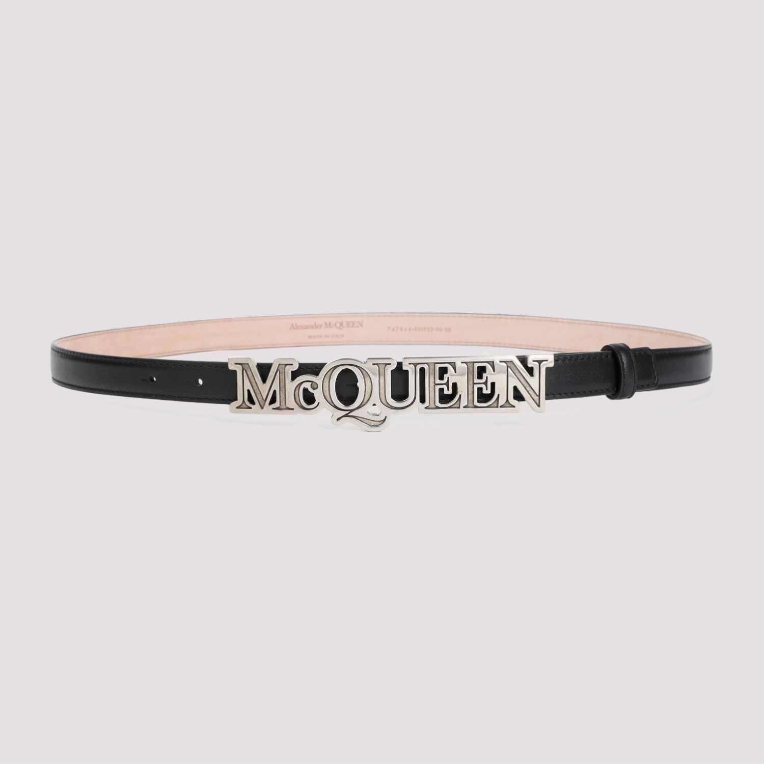ALEXANDER MCQUEEN  Cintura di Pelle Nera Alexander McQueen con Fibbia Logo Qualità