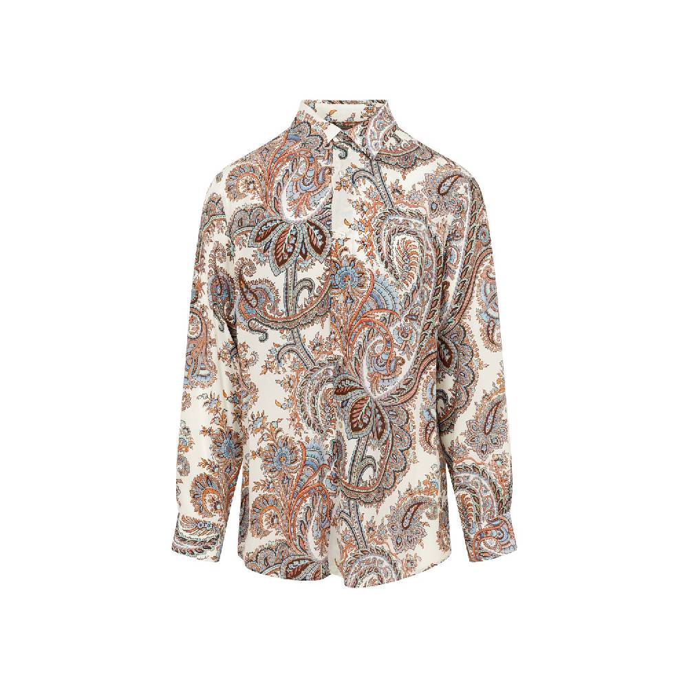 ETRO  Camicia Uomo ETRO Seta Bianca con Paisley