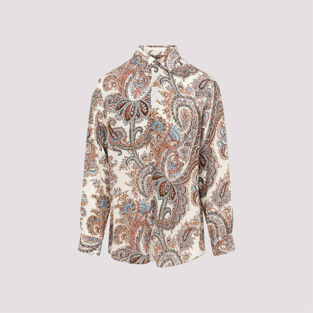 ETRO  Camicia Uomo ETRO Seta Bianca con Paisley Promozione
