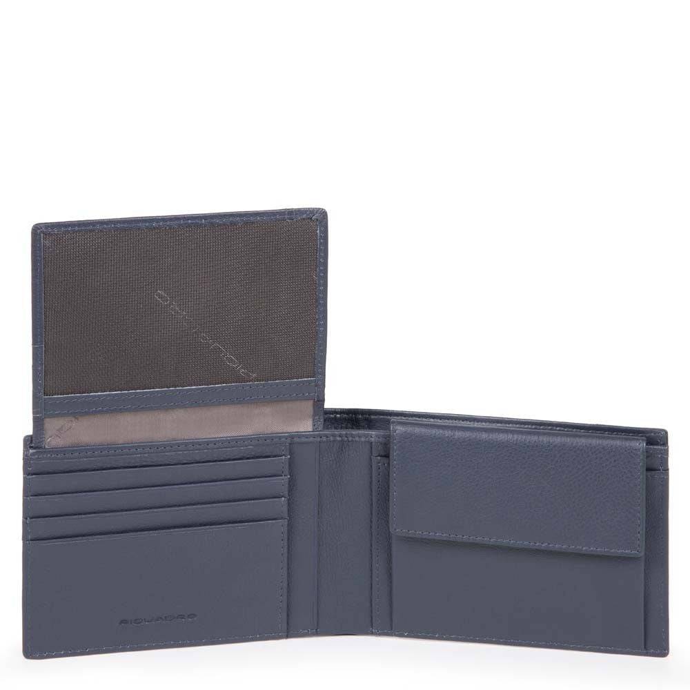 PIQUADRO  Portafoglio Blu da Uomo Piquadro - Misto Poliestere/Cotone con Portamonete e Scomparti per Carte Affare Del Giorno