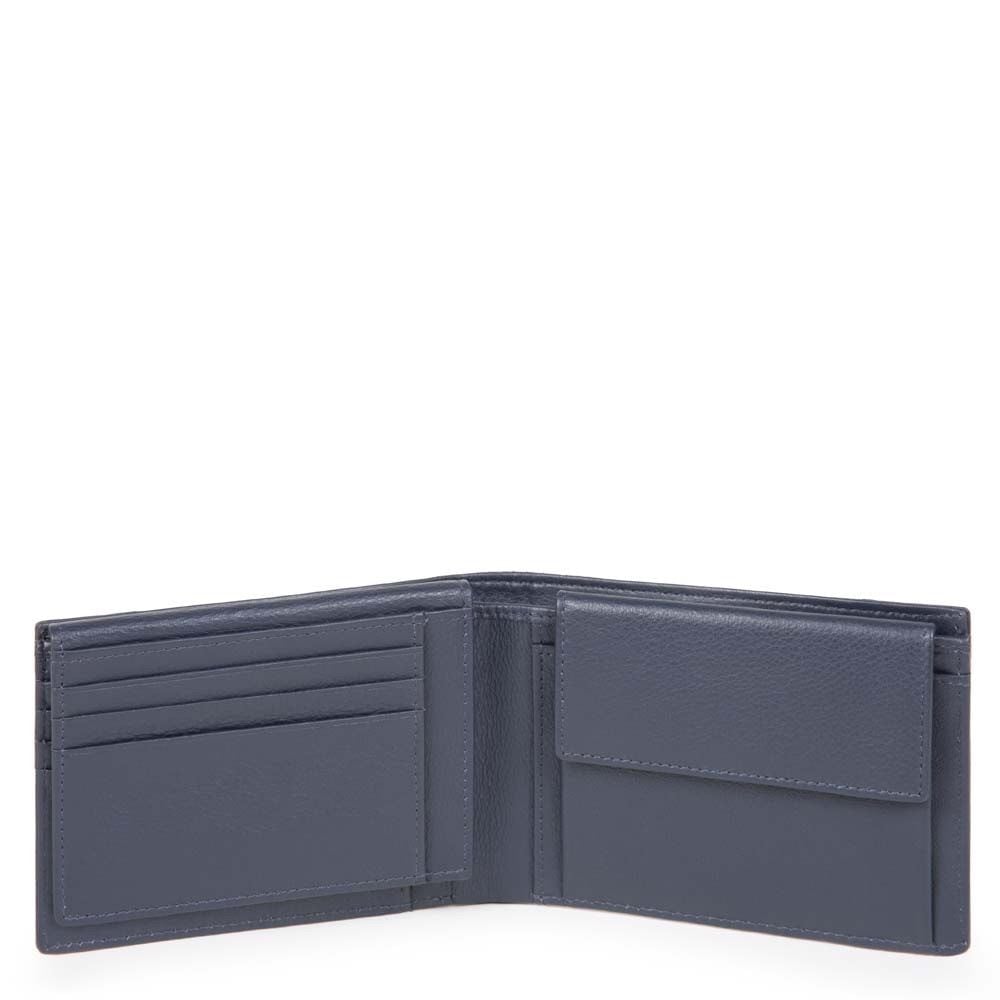 PIQUADRO  Portafoglio Blu da Uomo Piquadro - Misto Poliestere/Cotone con Portamonete e Scomparti per Carte Affare Del Giorno