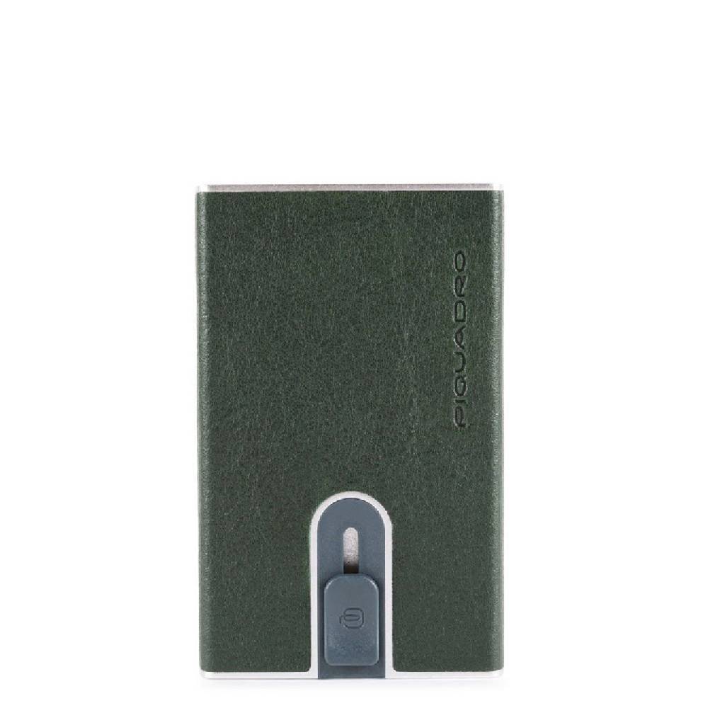 PIQUADRO  Portafoglio Portacarte in Pelle e Metallo RFID Piquadro Verde