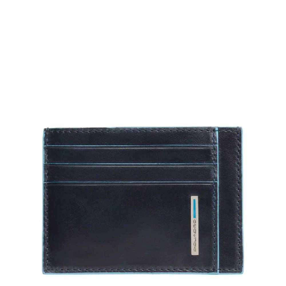 PIQUADRO  Porta Carte di Credito in Pelle Blu RFID Piquadro