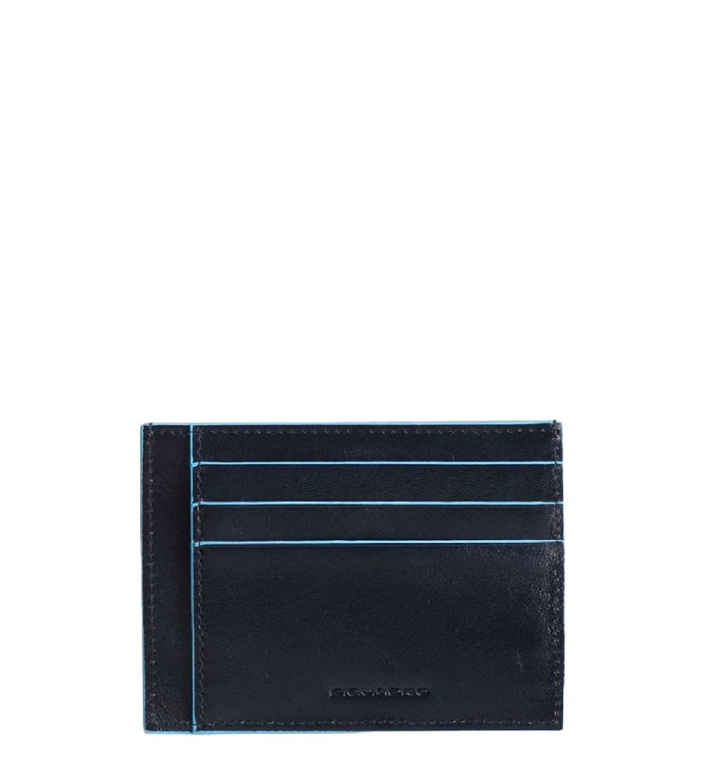PIQUADRO  Porta Carte di Credito in Pelle Blu RFID Piquadro In Vendita