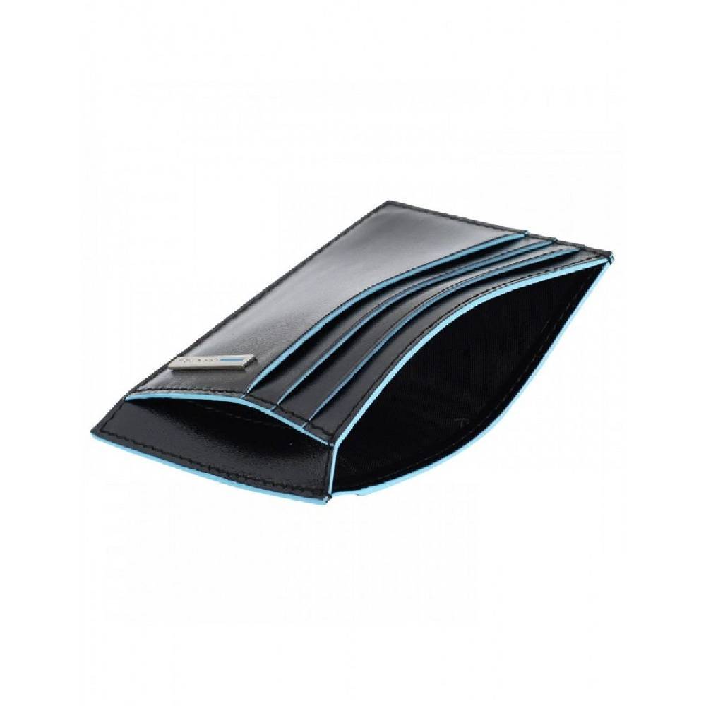 PIQUADRO  Porta Carte di Credito in Pelle Blu RFID Piquadro In Vendita