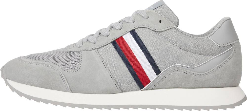 TOMMY JEANS  Sneakers Grigie Uomo in Pelle e Tessuto Tommy Jeans