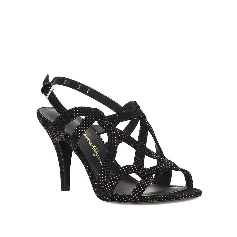 SALVATORE FERRAGAMO  Sandali con Tacco in Pelle Nera Salvatore Ferragamo Negozi Online