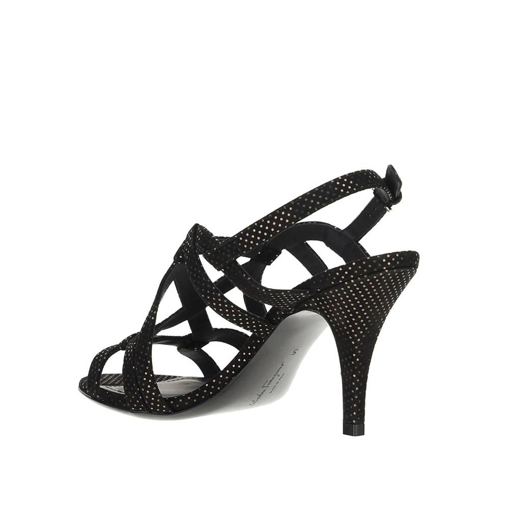 SALVATORE FERRAGAMO  Sandali con Tacco in Pelle Nera Salvatore Ferragamo Negozi Online