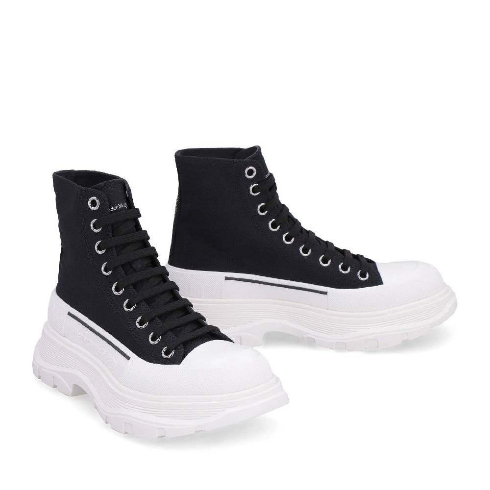 ALEXANDER MCQUEEN  Sneakers Alte in Tela Nere Alexander McQueen Treadslick Sottocosto