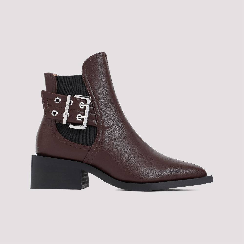 GANNI  Stivaletti Chelsea GANNI in Pelle Marrone Femminili Online