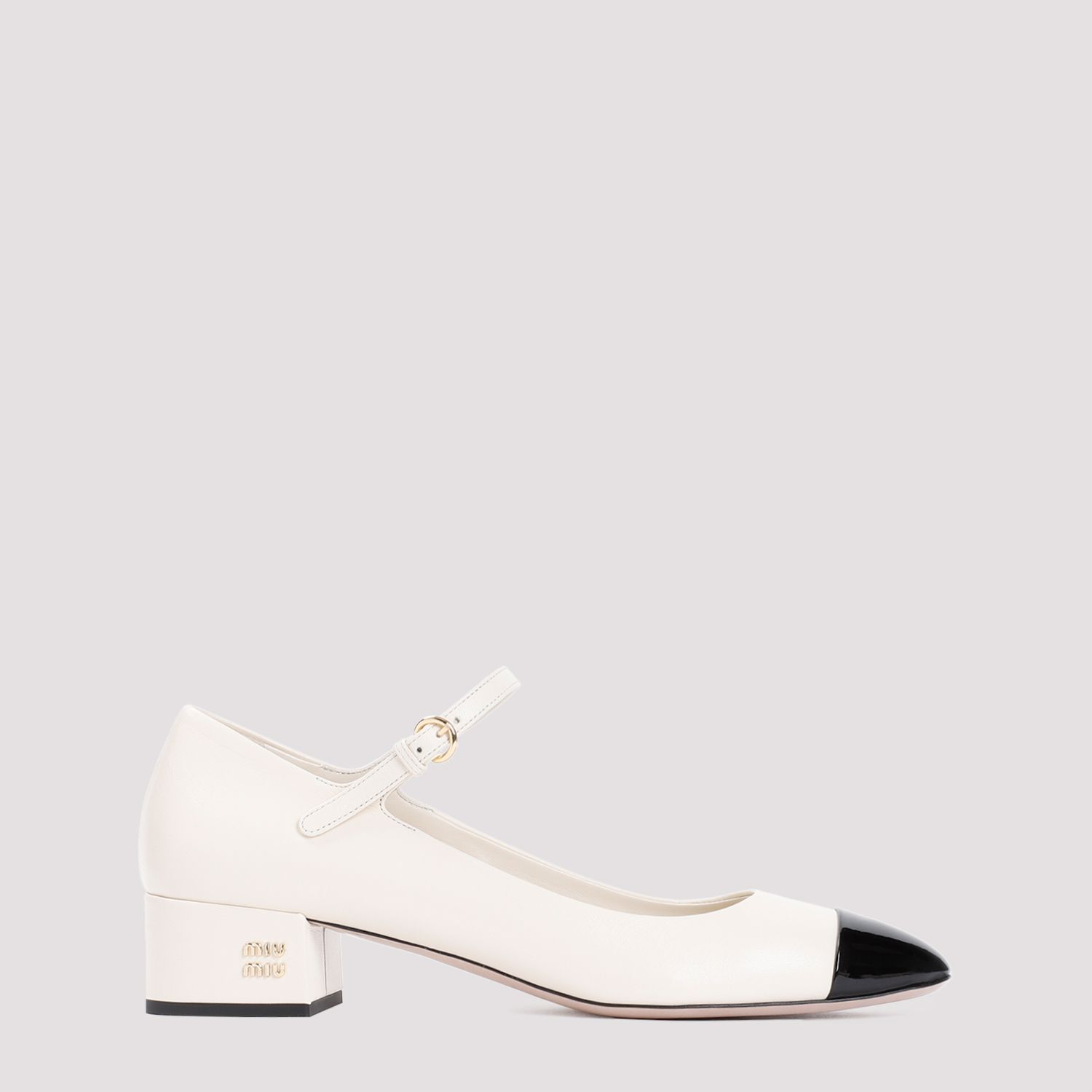 MIU MIU  Decollete in Pelle Color Nude MIU MIU con Tacco Logo Metallico Latest stili