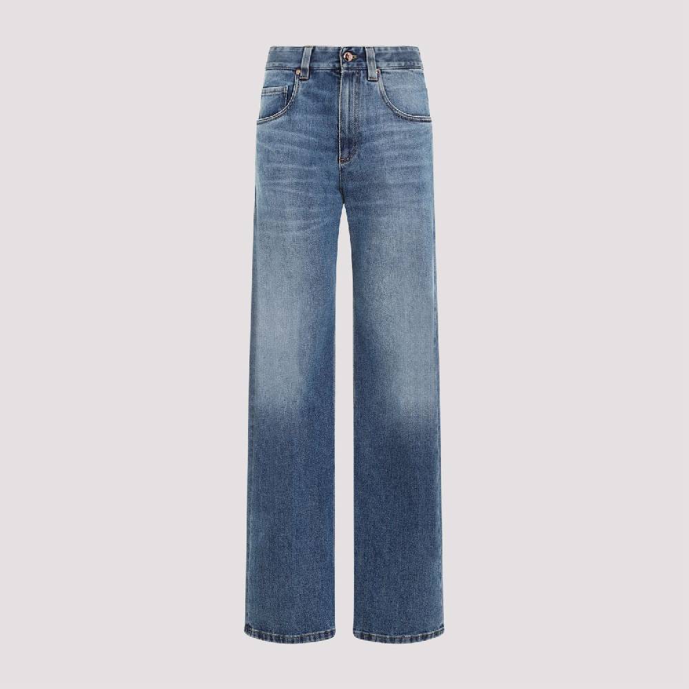 BRUNELLO CUCINELLI  Jeans Dritti in Cotone Elasticizzato Blu Brunello Cucinelli Saldi