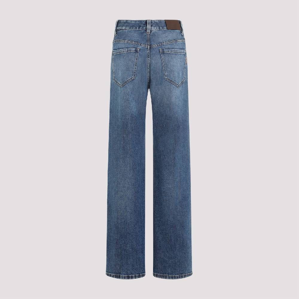 BRUNELLO CUCINELLI  Jeans Dritti in Cotone Elasticizzato Blu Brunello Cucinelli Saldi