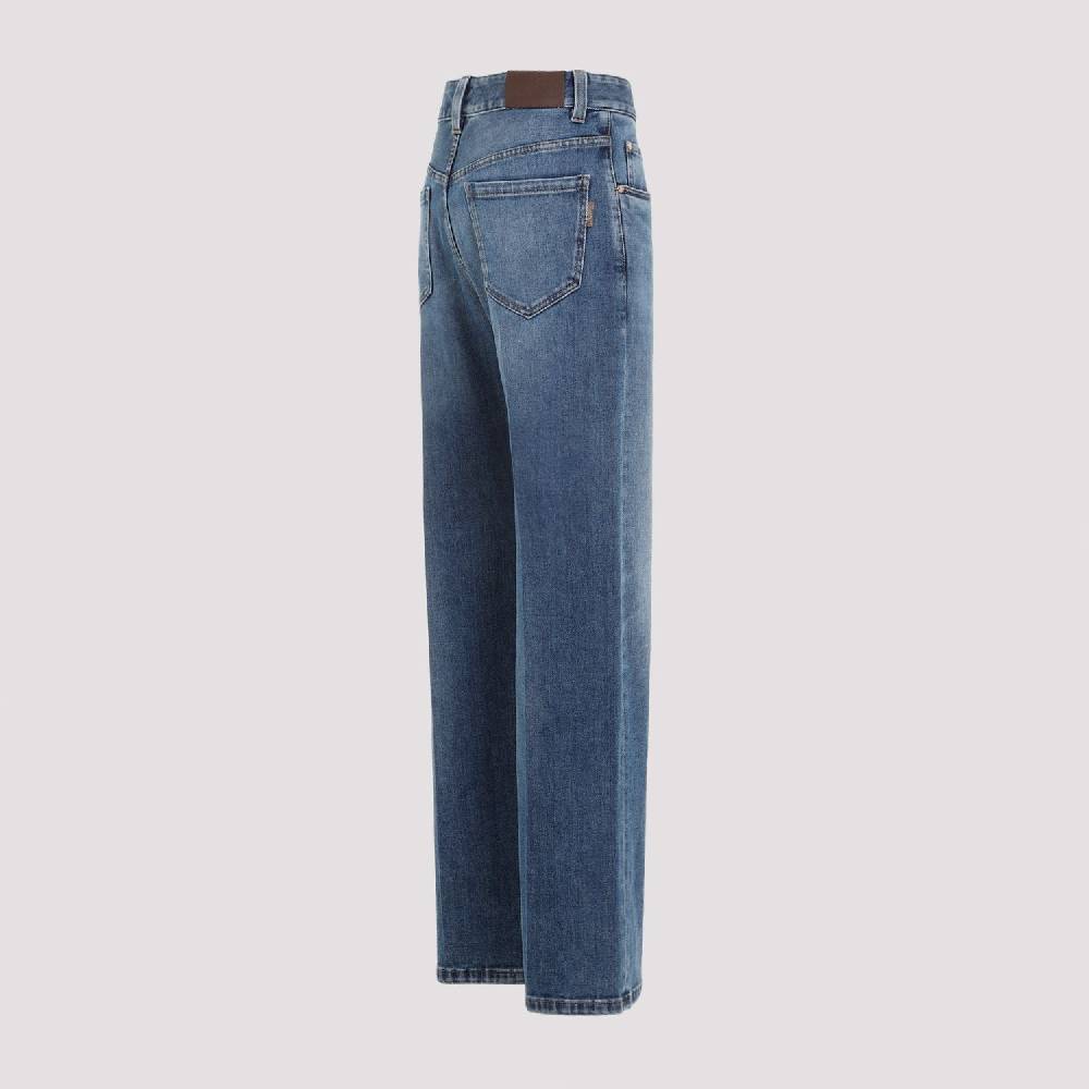 BRUNELLO CUCINELLI  Jeans Dritti in Cotone Elasticizzato Blu Brunello Cucinelli Saldi