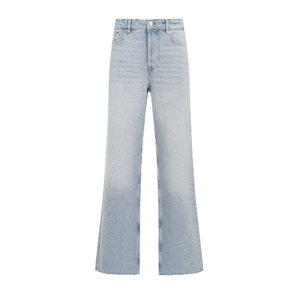 GANNI  Jeans GANNI in Cotone Biologico a Vita Alta - Azzurro Chiaro