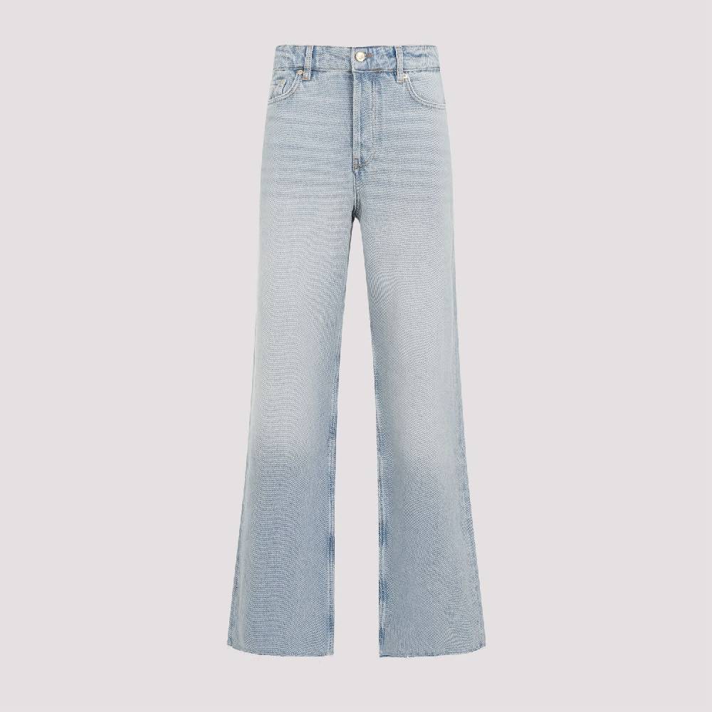 GANNI  Jeans GANNI in Cotone Biologico a Vita Alta - Azzurro Chiaro Vendita Calda