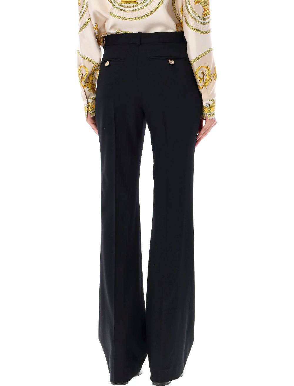 VERSACE  Pantaloni Svasati in Lana a Vita Alta Versace Vendite Flash
