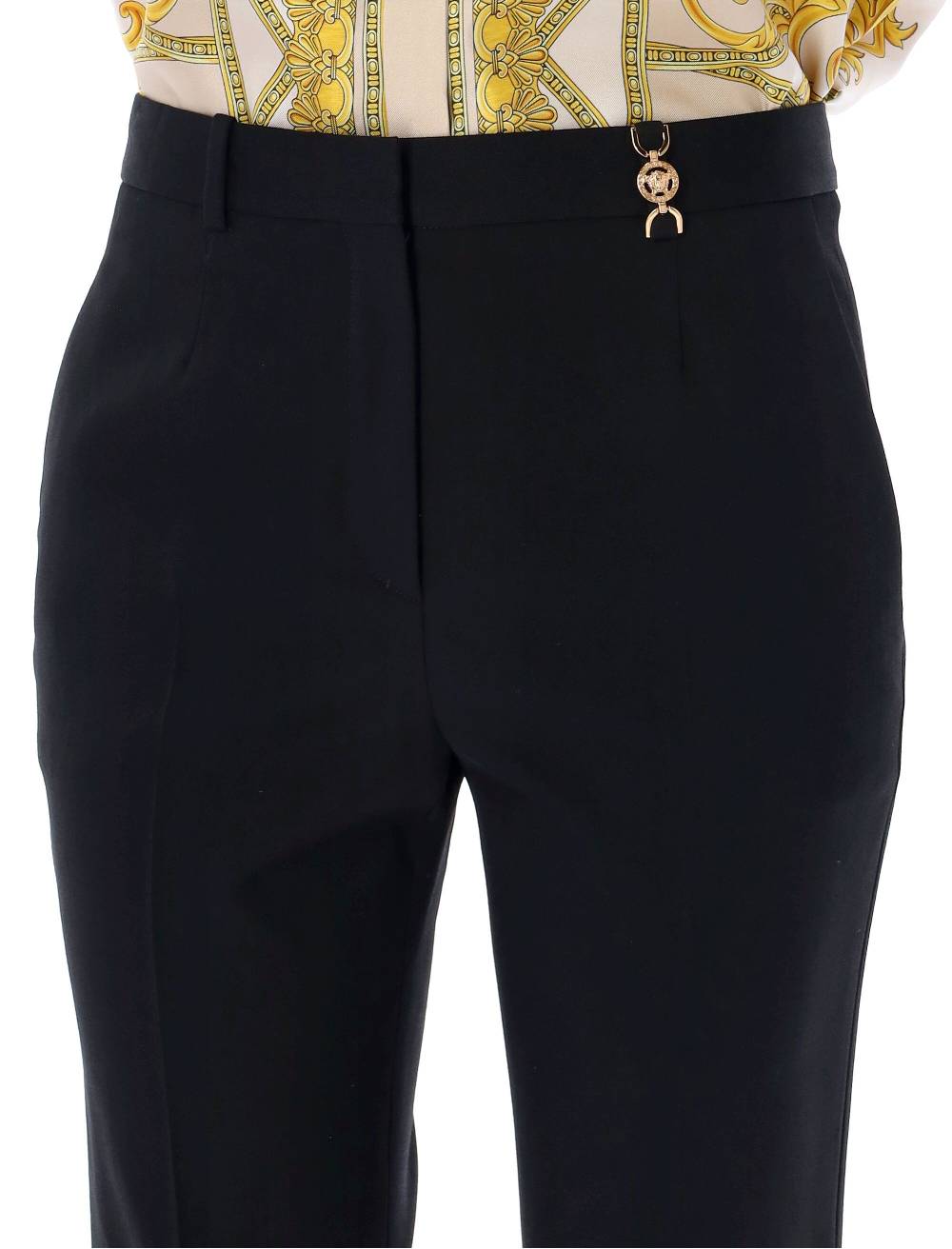 VERSACE  Pantaloni Svasati in Lana a Vita Alta Versace Vendite Flash